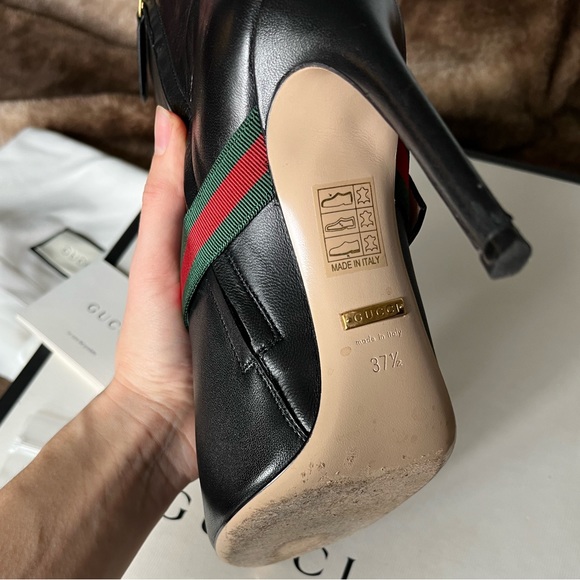 GUCCI leather boots pointy toe size 7 / 7.5 excellent 37.5 strap buckle booties - Picture 9 of 13
